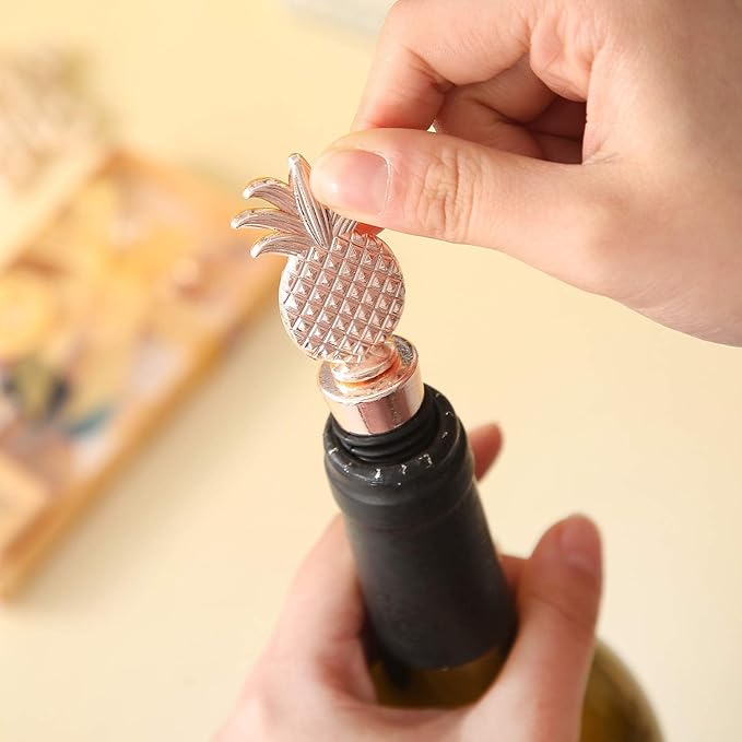 12PCS Wine and Beverage Bottle Stoppers Pineapple Wine Cork Plug for Birthday Wedding Favor Bridal Party Shower or Engagement Souvenir Gift Supplies with DIY Kraft Tags (12, Pineapple)