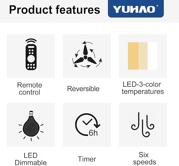 NicBex Ceiling Fan 72 Inch Indoor Modern Ceiling Fans with Integrated LED Light and Remote Control Metal Ceiling Fan with 8 Wood Blades for Living Room, Bedroom, Matte Black