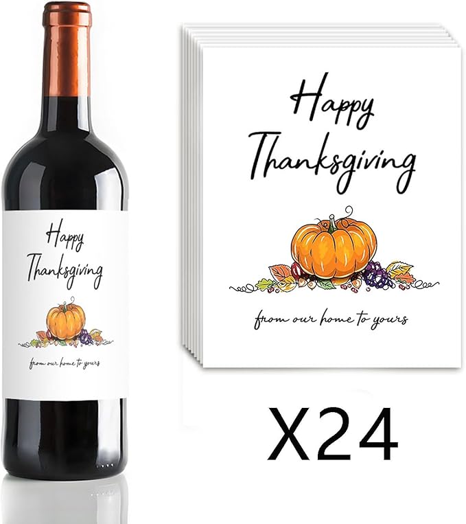 24Pcs Thanksgiving Wine Label Cheers Thanksgiving Wine Label Holiday Gift Champagne Label Wine bottle label Thanksgiving Gift Funny Gift.