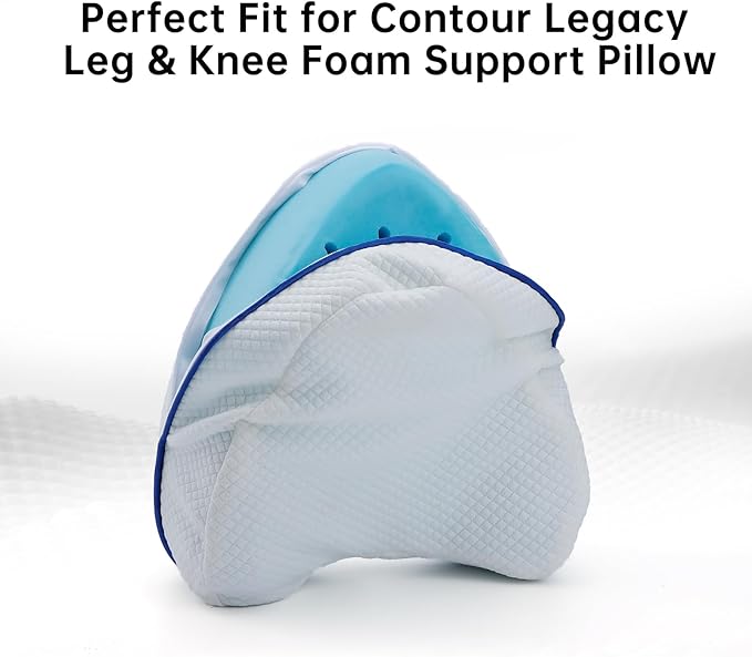 Upgrade Invisible Zippered Pillow Cover Compatible with Contour Legacy Knee Pillow,Anti-Pilling and Washable Legacy Leg and Knee Foam Support Pillow Cover Only (White)