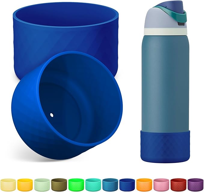 2PCS Silicone Water Bottle Boot for Owala 24oz 32oz 40oz, Anti-Slip Protective Sleeve Bottom Bumper Protector for FreeSip, Twist, and Flip Stainless Steel Water Bottles