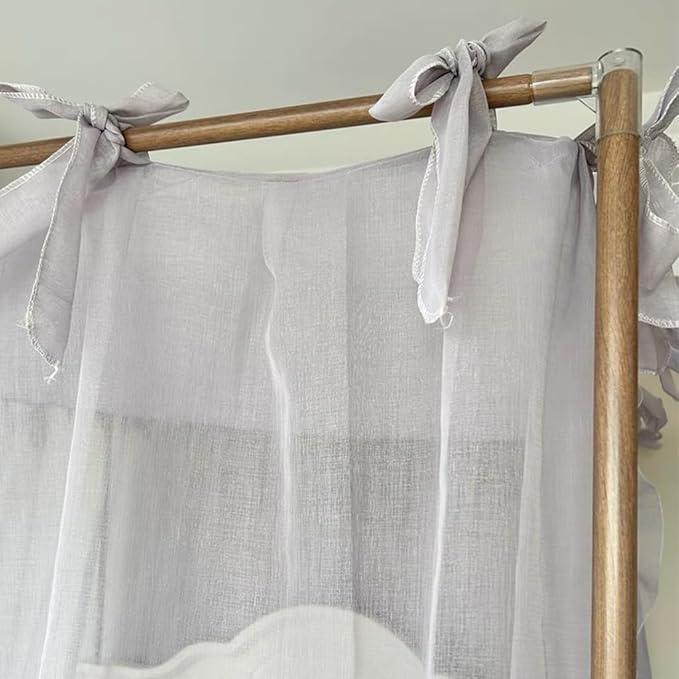 Elegant Princess 4 Corner Post Mosquito Net Romantic for Girls Women Bed Curtain Canopy for Adult Wedding Bedroom Kids Rooms Decoration (Type4-Grey, Full)