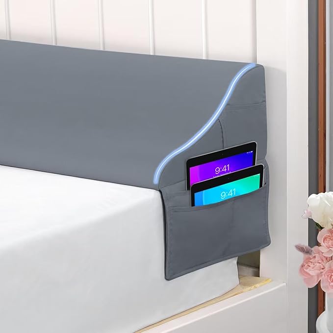 Vekkia Queen Size Bed Wedge Pillow for Headboard/Bed Wedge Gap Filler/Mattress Gap Filler/Wedge Pillow Headboard to Close The Gap (0-6") Between Your Headboard and Mattress, (Grey 60"x10"x7")