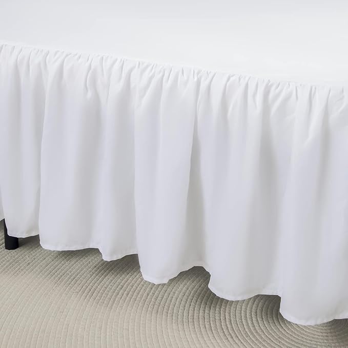 Bed Skirt Twin Size Ruffled Bed Skirt with Split Corners, 16 Inch Drop Dust Ruffle Bed Skirt with Platform, White, Twin - 16" Drop