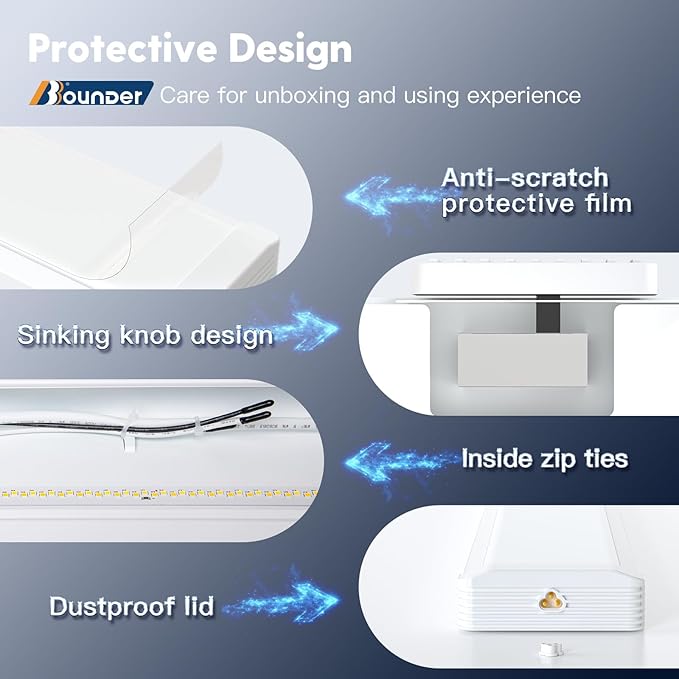 BBOUNDER 6 Pack 4FT LED Wraparound Light with 3CCT Selectable, 4000K/5000K/6500K, Super Bright 5500LM 50W 4 Foot Fluorescent Light Fixture, Flush Mount Office Ceiling Light for Kitchen Garage, White