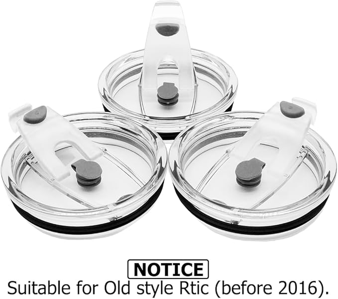 3 Packs Lids for 20oz Tumblers, CNYMANY Spill-proof Splash Resistant Straw-friendly Cover for Old Style Rtic, Ozark Trail 20 oz. Cups - Gray