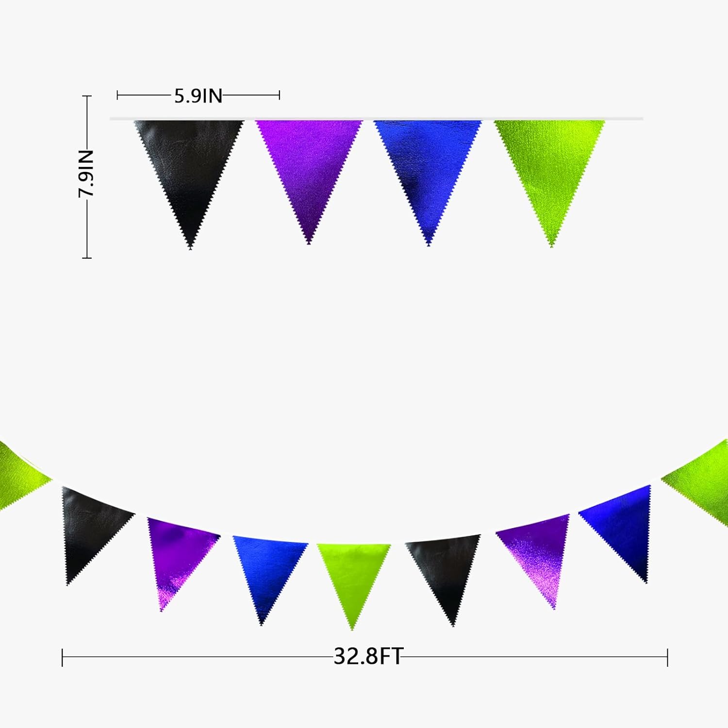 Video Game Party Decorations Black Blue Green Purple Metallic Fabric Triangle Pennant Banner Flag Bunting for Men Boys Birthday Graduations Retirement Wedding Bachelorette Video Game Party Supplies