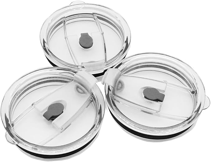 3 Packs Lids for 20oz Tumblers, CNYMANY Spill-proof Splash Resistant Straw-friendly Cover for Old Style Rtic, Ozark Trail 20 oz. Cups - Gray