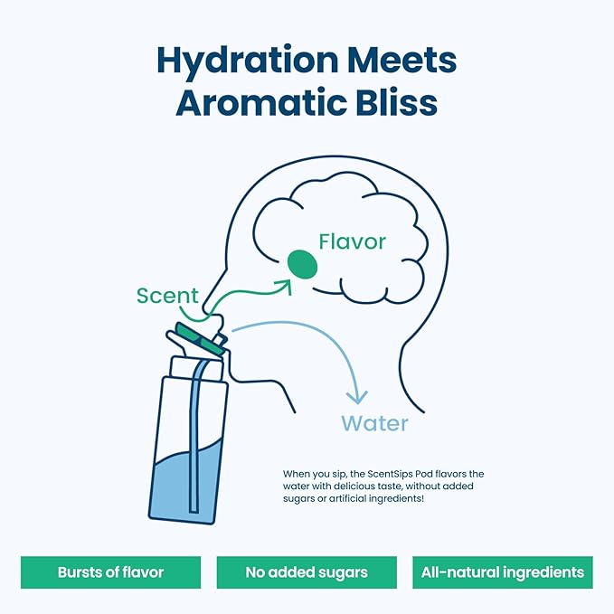 32oz Stainless Steel Air Water Bottle with Straw & 7 Refresher ScentSip Flavor Pods | Leak-Proof, Dishwasher Safe | Zero Calorie, Zero Sugar Flavored Water Bottle（Pink）