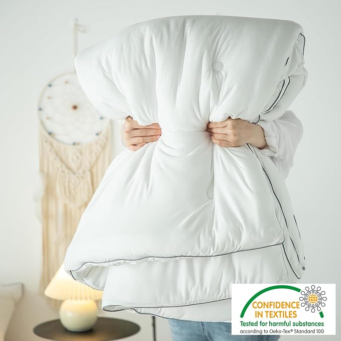 KASENTEX Super-Duper Ultra Soft Jersey Knit Twin Comforter Set - Buttery Smooth White Comforter – 2 Piece Solid Breathable Bedding - All Season Twin Comforter with 1 Pillow Case Sham, 68x88 inches