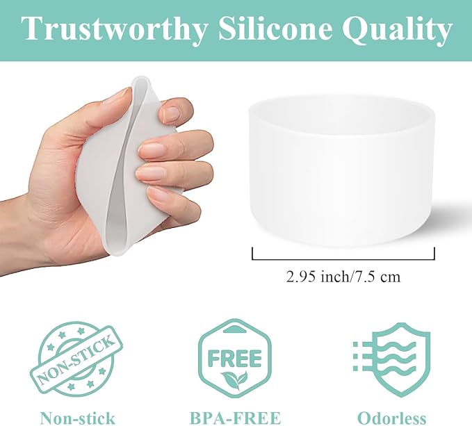 2 PCS Silicone Protective Boot for Yeti Rambler 20oz/25oz/30oz/35oz Tumbler, Anti-Slip Protective Silicone Water Bottle Bottom Boot Sleeve Cover for Yeti Tumbler [Transparent+Transparent]