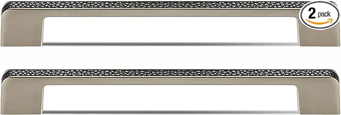 Leather Handle Brass Leather Handle Nordic Minimalist Style Handle Wardrobe Dressing Table Bedroom Living Room Kitchen Handle Hardware Furniture - 2 Pack (Black, 192mm(7-1/2in))