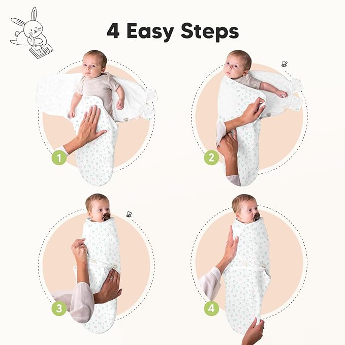 3-Pack Organic Baby Swaddle Sleep Sacks - Newborn Swaddle Sack, Ergonomic Baby Swaddles 0-3 Months, Swaddles for Newborns, Baby Sleep Sack, Baby Swaddle Blanket Wrap, Baby Essentials (Garden)