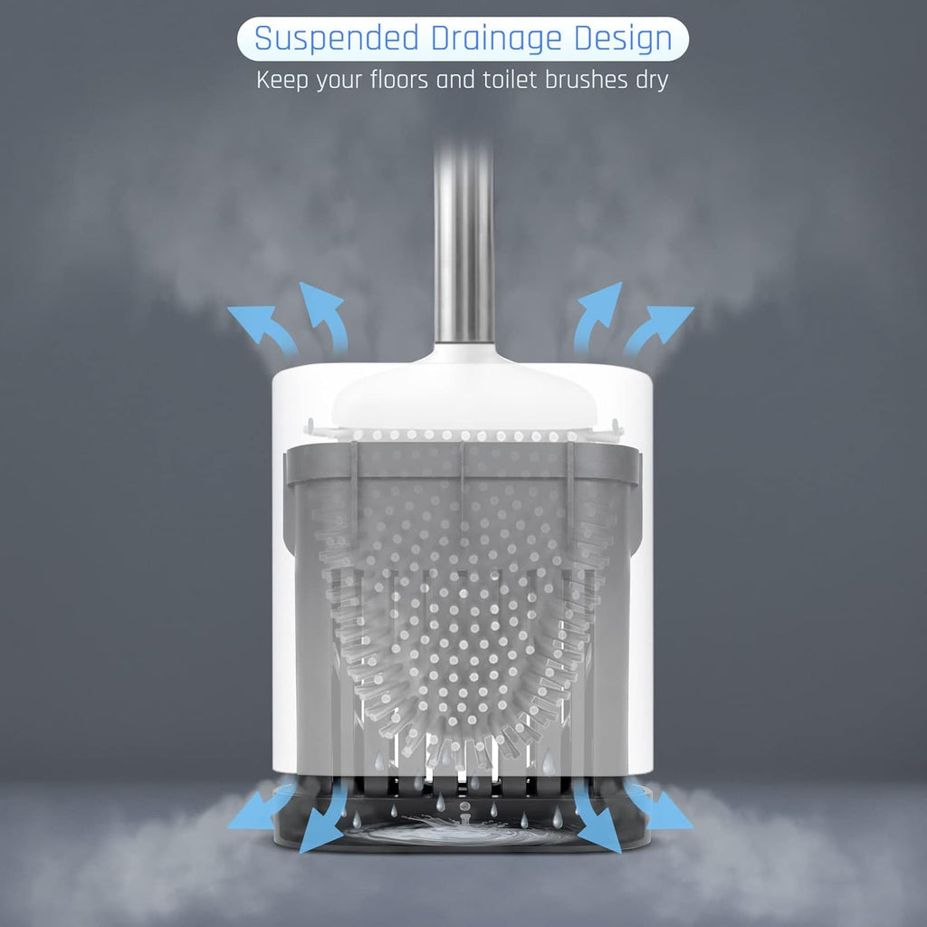 Sellemer Toilet Brush and Holder Set for Bathroom, Flexible Toilet Bowl Brush Head with Silicone Bristles, Compact Size for Storage and Organization, Ventilation Slots Base (4 Pack, Multicolor)