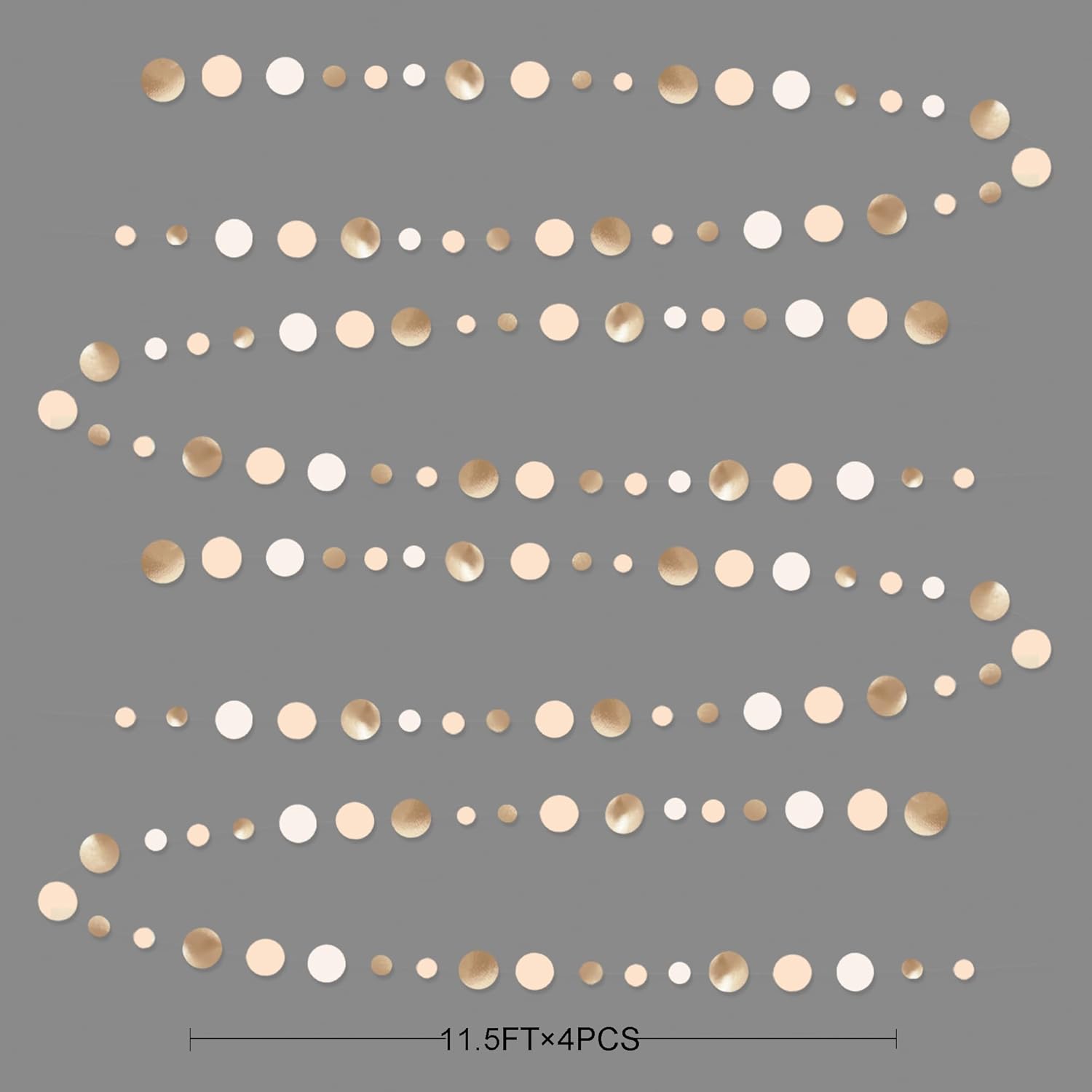 Champagne Gold Party Decorations Circle Dots Garland Gold Neutral Nude Neutral Cream Beige Boho Hanging Polka Dot Streamer for Bridal Shower Birthday Wedding Engagement Baby Shower Party Supplies