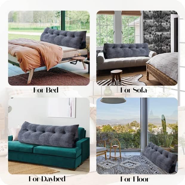 Large Bolster Triangular Headboard Wedge Backrest Positioning Support Bed Rest Reading Pillows Headboard Wedge Pillows for Day Bed Bunk Bed with Removable Cover, King (76x8x20 Inches)