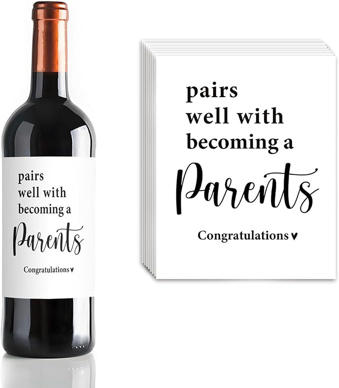 24 Pcs Parents Pregnancy Baby Announcement Wine Labels, Funny Pregnancy Baby Announcement Gifts for New Parents, Pairs Well With Becoming A Parents Wine Bottle Stickers Labels