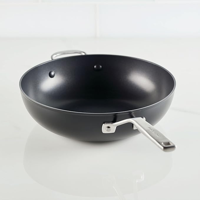 KitchenAid Hard Anodized Induction Nonstick Stir Fry Pan/Wok with Helper Handle, 12.25 Inch, Matte Black