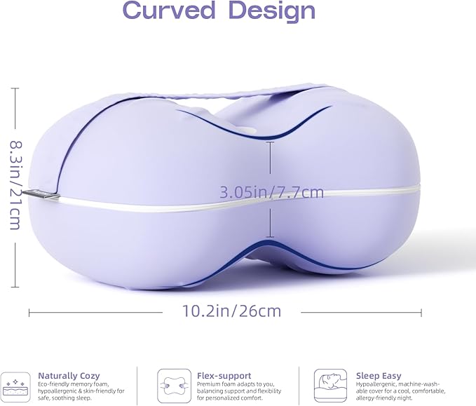 Leg Pillow for Side Sleeping - Cooling Side Sleeper Leg Pillow with Strap for Spine Alignment - Memory Foam Knee Pillow for Side Sleepers Hip & Sciatica Pain (Purple)