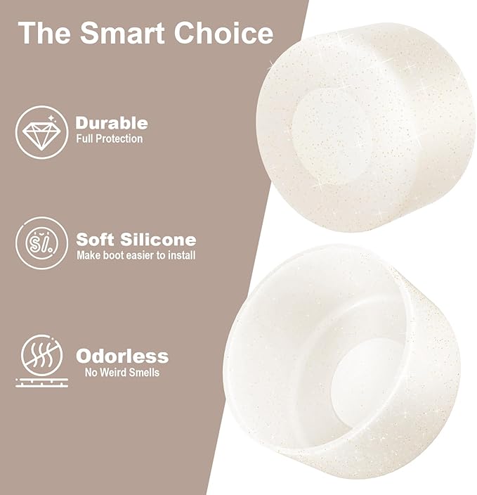 2PCS Silicone Water Bottle Boot for Owala 24oz 32oz 40oz, Anti-Slip Protective Sleeve Bottom Bumper Protector for FreeSip, Twist, and Flip Stainless Steel Water Bottles