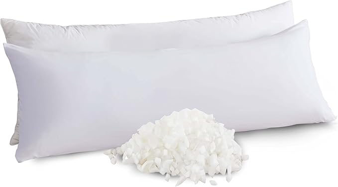 WhatsBedding Memory Foam Body Pillow with 100% Cotton Jersey Knitted Cover, Luxury Soft Large Long Pillow for Adults, Firm Full Body Pillow with Removable Zippered Pillow Case - White