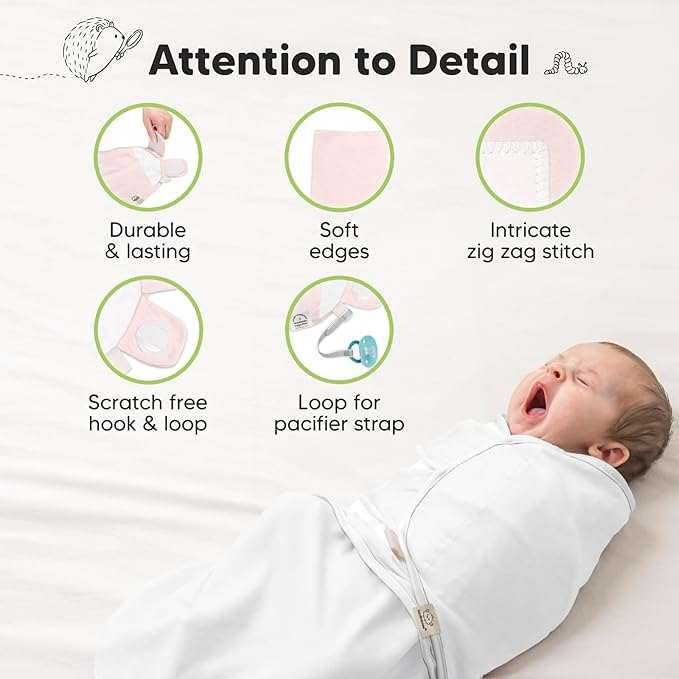 3-Pack Organic Baby Swaddle Sleep Sacks - Newborn Swaddle Sack, Ergonomic Baby Swaddles 0-3 Months, Swaddles for Newborns, Baby Sleep Sack, Baby Swaddle Blanket Wrap, Baby Essentials (Candy)