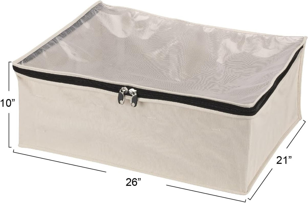 Household Essentials 3364-1 Cotton Canvas Blanket Storage Bags | Natural, Off-White