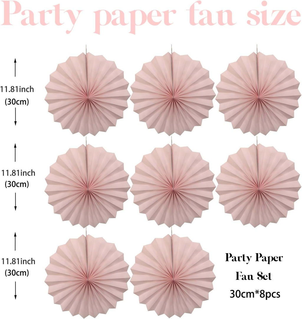 Pink Birthday Decorations,DIY Pink Paper Fans Hanging Decoration ,Party Supplies Party Fans 12in, Pink Christmas,Wedding Graduation Events Accessories 30 Color DIY Set (Baby Pink)