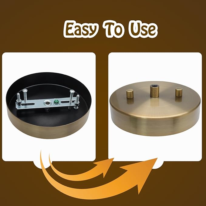 Biaungdo 5 Inch Ceiling Lighting Canopy Kit, Gold Pendant Light Canopy Kit Metal Chandelier Ceiling Light Plate Cover with All Mounting Hardware for Chandelier Pendant Lighting Fixtures