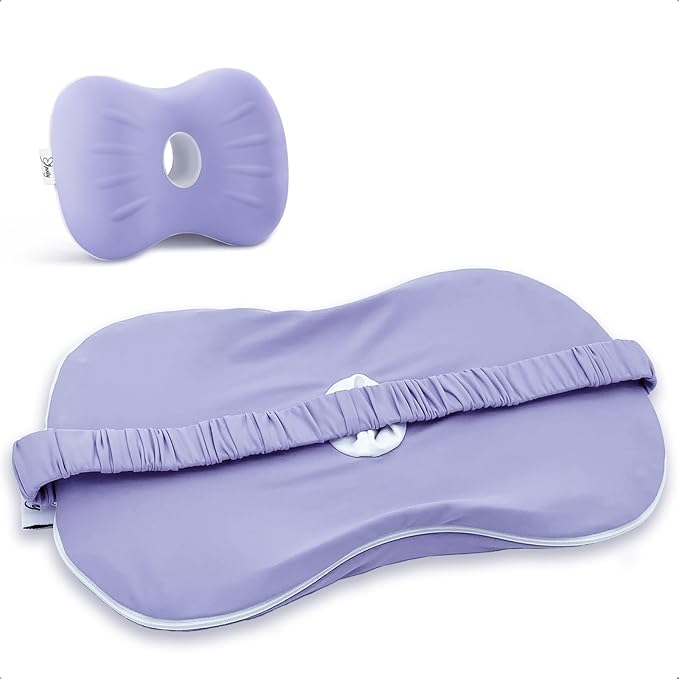 Kevity Leg & Knee Pillow Cove for Side Sleepers - Machine Washable & Cooling Pillow Case with Strap - Replacement Pillowcase Cover 10'' x 8.5'' x 5.3'' - Cover ONLY (Purple, Medium, 1PCS)