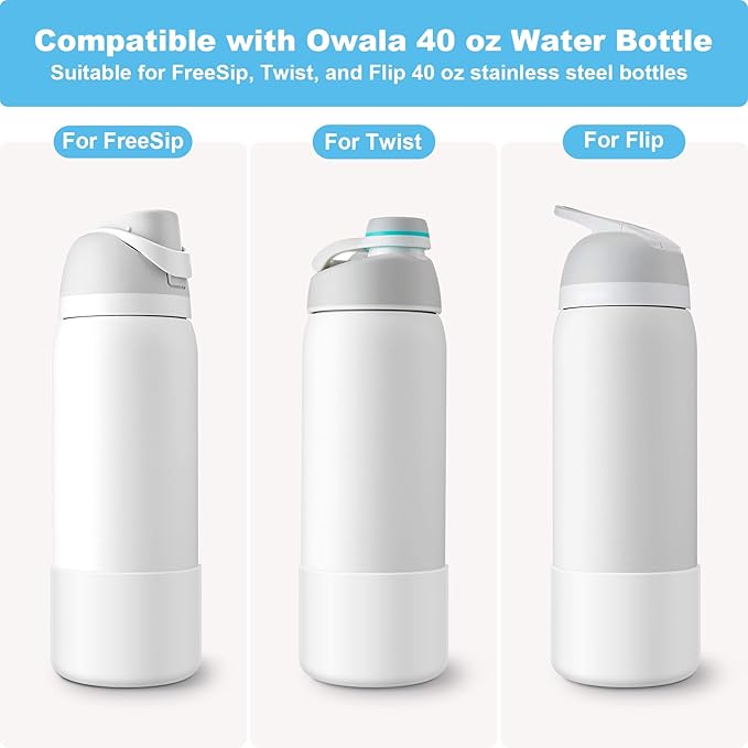 2PCS Silicone Water Bottle Boot for Owala 24oz 32oz 40oz, Anti-Slip Protective Sleeve Bottom Bumper Protector for FreeSip, Twist, and Flip Stainless Steel Water Bottles