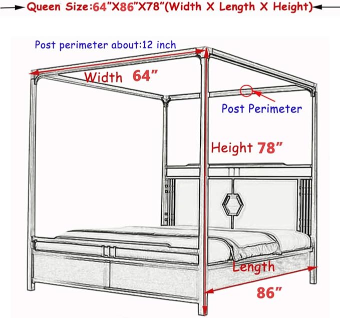 Elegant Princess 4 Corner Post Mosquito Net Romantic for Girls Women Bed Curtain Canopy for Adult Wedding Bedroom Kids Rooms Decoration (Type4-White, Queen)