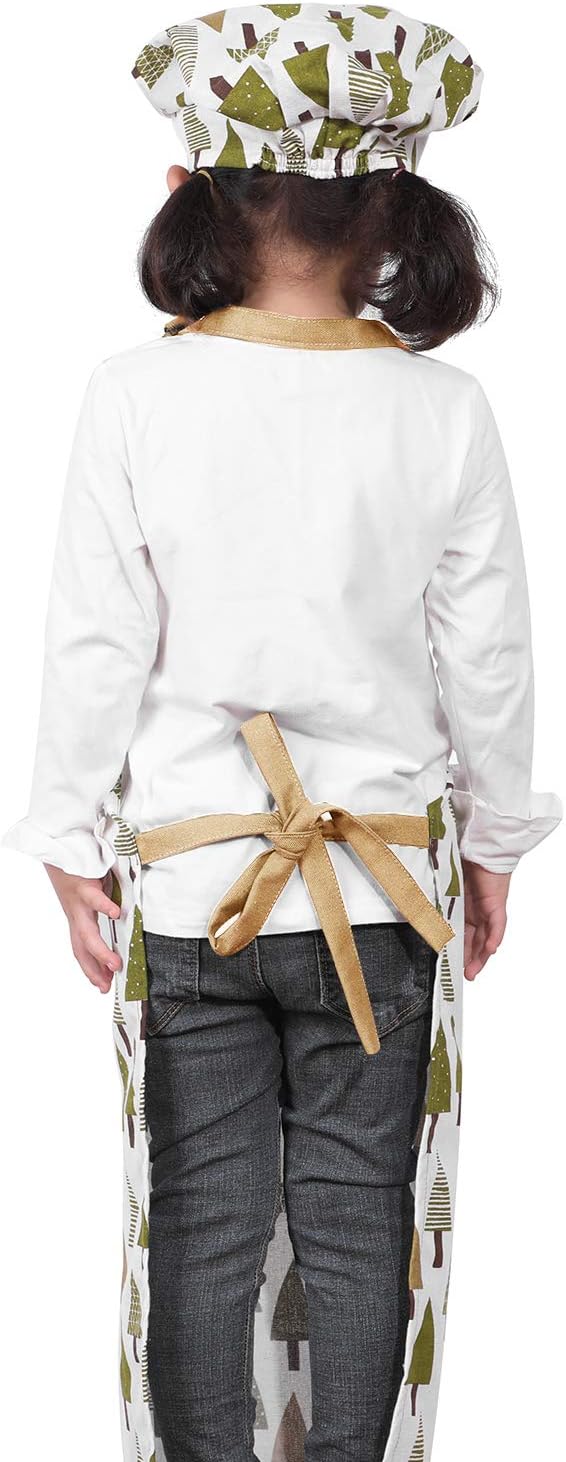 Kids Apron and Chef Hat Set-Adjustable Child Apron for Boys and Girls for Cooking Baking