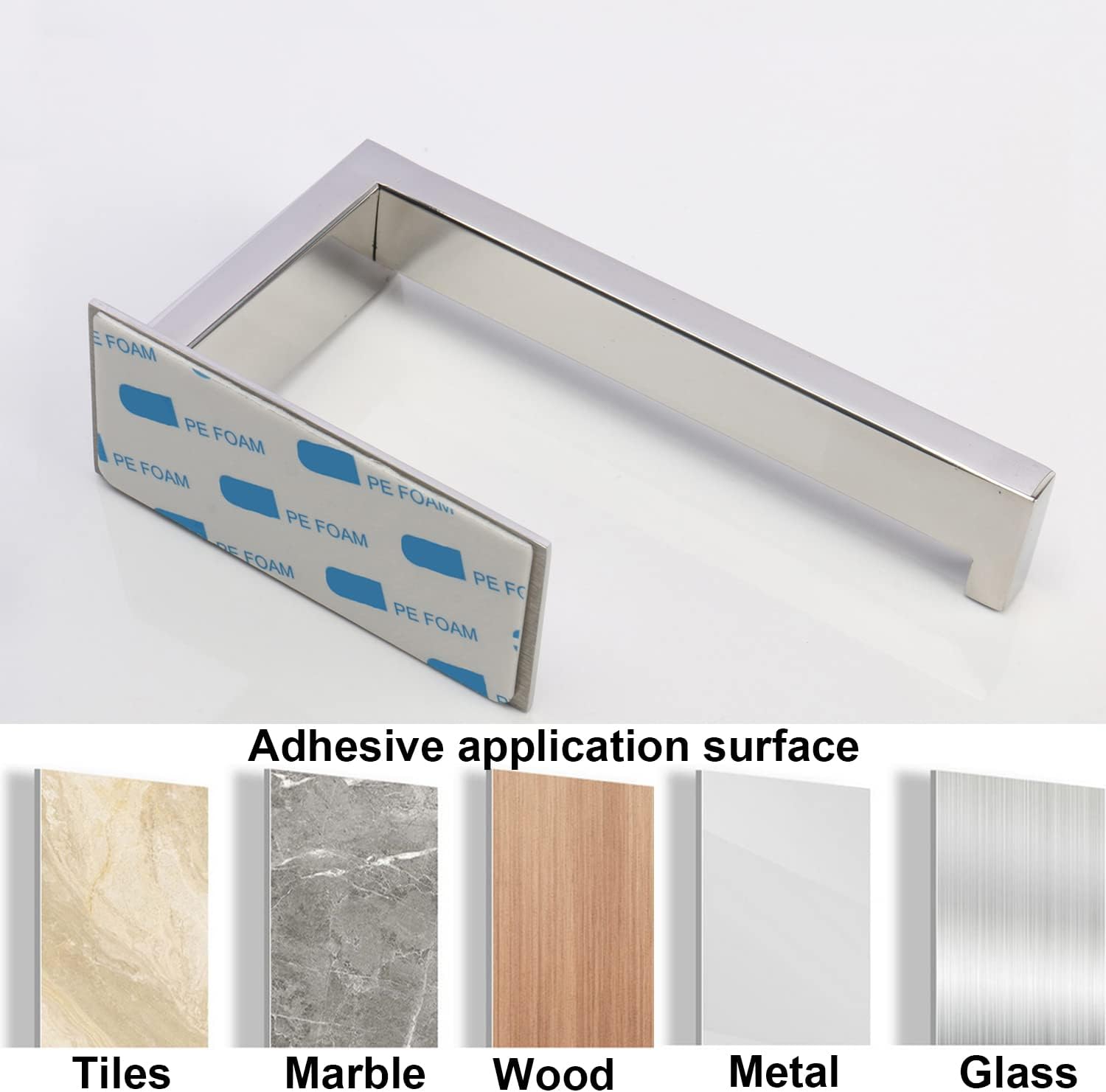 Toilet Paper Holder, Self Adhesive Tissue Holder Stainless Steel Rustproof Paper Roll Holder, No Drilling Easy to Install, Toilet Paper Rack Suitable for Office, Bathroom (Polish Chrome)
