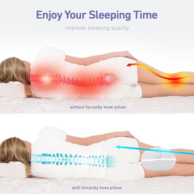 Leg & Knee Pillow for Side Sleepers - Smooth Spine Alignment Pillow - Memory Foam Knee Pillows for Back Hip Pain, Spine Aligning, Sciatica, Surgery Recovery, Pregnancy