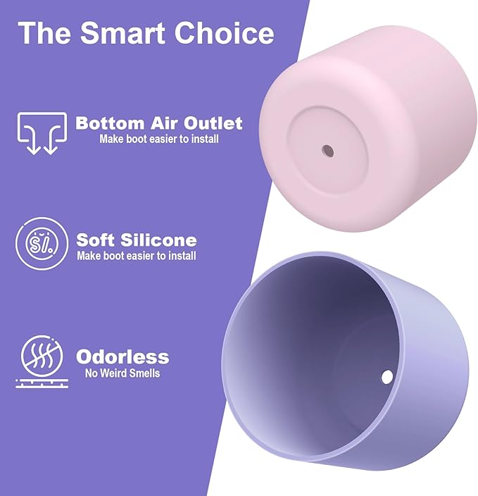 2PCS Silicone Water Bottle Boot for Owala 24oz 32oz 40oz, Anti-Slip Protective Sleeve Bottom Bumper Protector for FreeSip, Twist, and Flip Stainless Steel Water Bottles