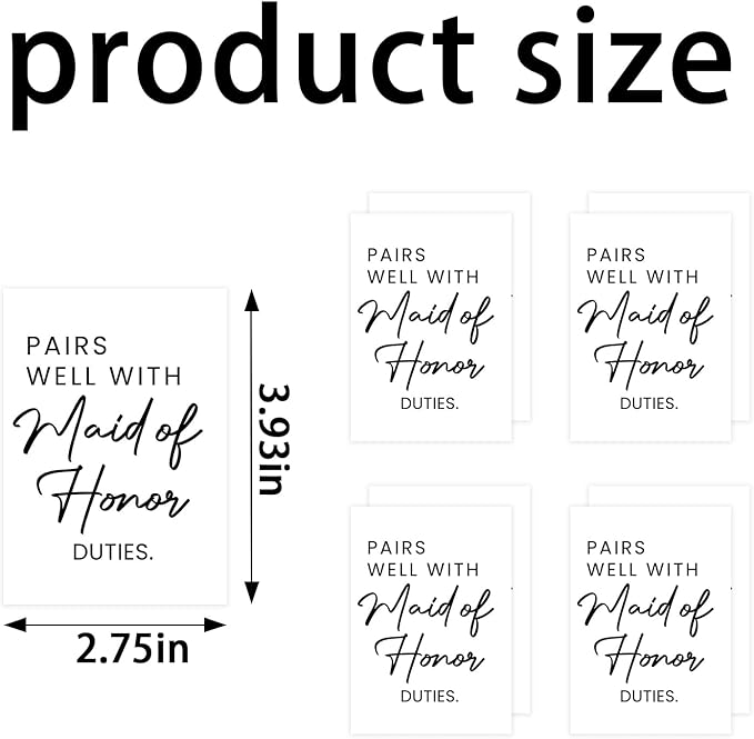 24Pcs Mini Maid of Honor Wine Labels, Bridesmaid Proposal Gifts, Wedding Engagement Gift for Maid of Honor Bridesmaid Wine Label, Pairs Well with Maid of Honor Duties