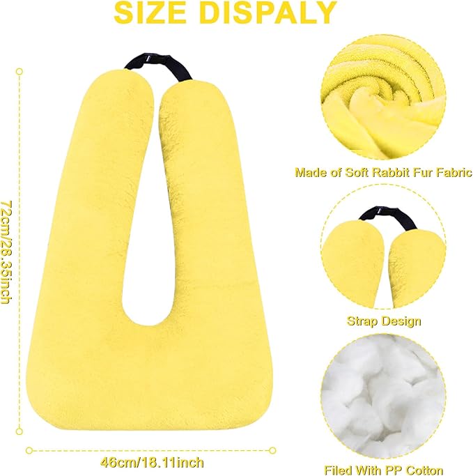 Travel Pillow, Travel Pillow for Kids, Sleeper Hold Pillow Travel, Removable U-Shaped Pillow for Adults and Children to Support Head and Body in The Back Seat of Long Car Trips (Yellow)