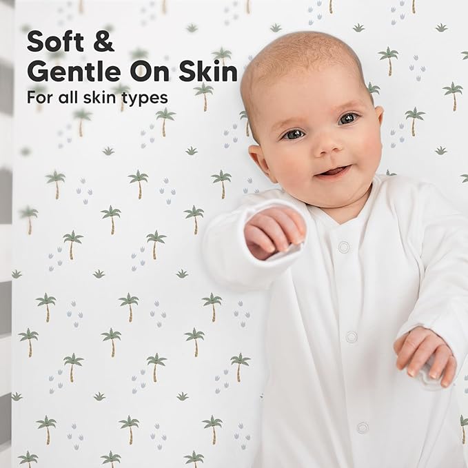 2-Pack Organic Crib Sheets for Boys, Girls - Jersey Fitted Crib Sheet, Baby Crib Sheets Neutral, Crib Mattress Sheet, Cotton Crib Sheets, Breathable Crib Sheet, Baby Mattress Sheets (Roarsome)