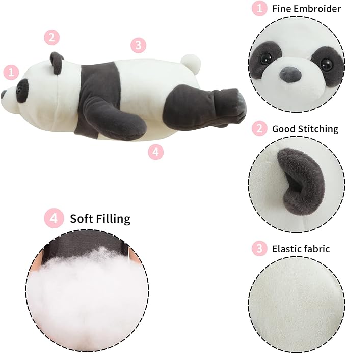 24" Cute Giant Panda Bear Plush Soft Hugging Body Pillow,Large Panda Stuffed Animals Toy Doll Gift for Kids,Girls and Boy,Birthday,Easter