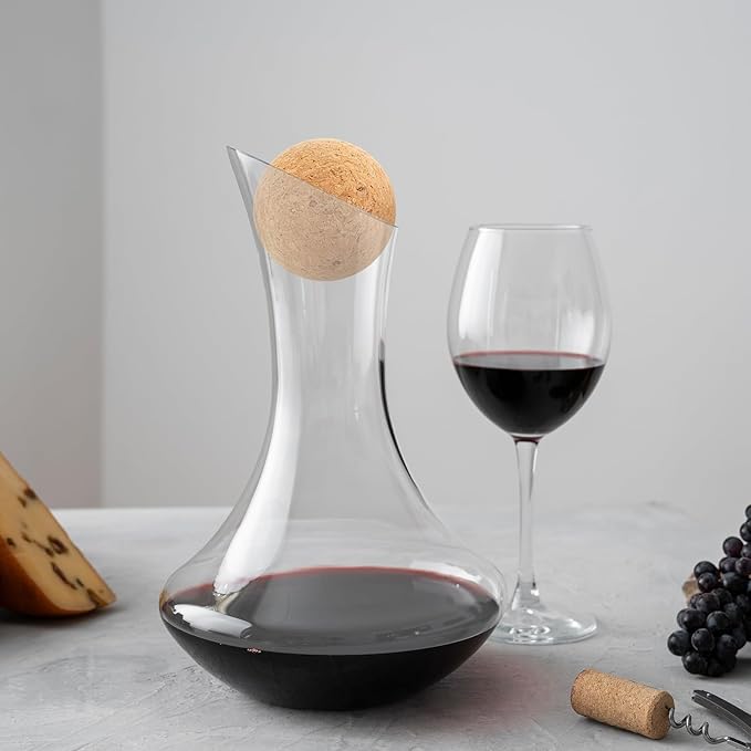 2 Pieces Wine Stopper Cork Ball 2.4 Inch/ 6.1cm Wooden Ball Bottle Corks, Replacement for Wine Decanters and Carafe Bottles, Set of Premium Wine Cork Lids Stoppers Replacement