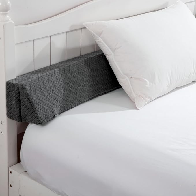 MABOZOO Pillow Wedge for Headboard Gap,Bed Gap Filler Queen Size,Foldable Bed Wedge Pillow for Headboard,Grey Bed Wedge Gap Filler,Foam Mattress Gap Filler,60"x6"x6"