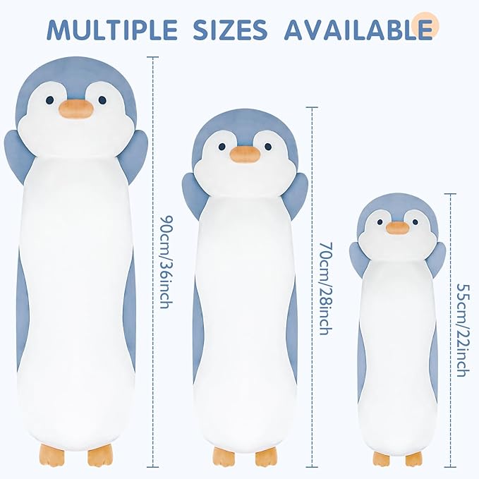 22 inch Penguin Body Pillow for Kids, Penguin Stuffed Animal, Penguin Gifts, Penguin Plush Toys, Cuddle Pillow Gift for Kids, Girls, Girlfriends