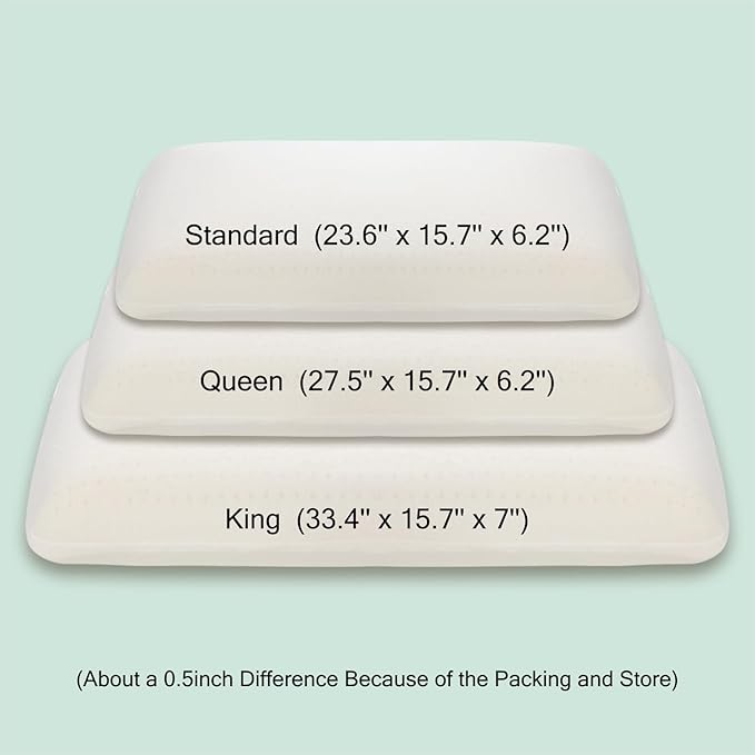 Talalay 100% Natural Premium Latex Pillow, Bed Pillow Helps Relieve Pressure, Sleeping Pillow without Memory Foam Chemicals, Best Gift with Removable Cotton Cover (King (H-7.0''))
