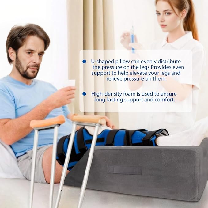 Leg Elevation Pillows for After Surgery, Injuries, Rest and Sleeping,Foam Wedge Pillow to Elevate Foot with Three Handles and Insert Pad