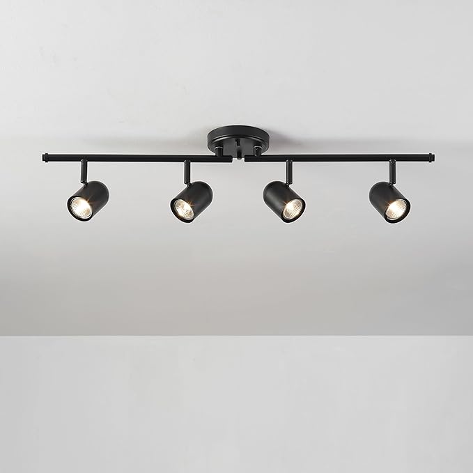 Globe Electric 60029 Roland 4-Light Foldable Track Lighting, Matte Black, Bulb Not Included