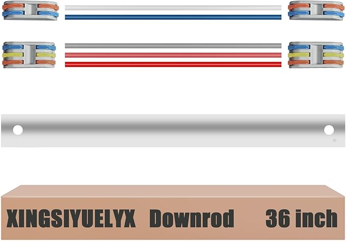 36" Ceiling Fan Downrod, 【1 Outside Diameter】 Matte White Extended Downrod, including 4 Wire Connectors and 5 Extension Wires (No Threads)