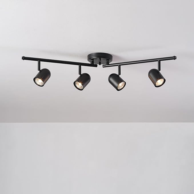 Globe Electric 60029 Roland 4-Light Foldable Track Lighting, Matte Black, Bulb Not Included