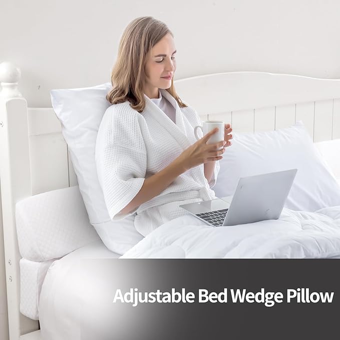 MABOZOO Pillow Wedge for Headboard Gap,Bed Gap Filler Full Size,Foldable Bed Wedge Pillow for Headboard,White Bed Wedge Gap Filler,Foam Mattress Gap Filler,54"x6"x6"
