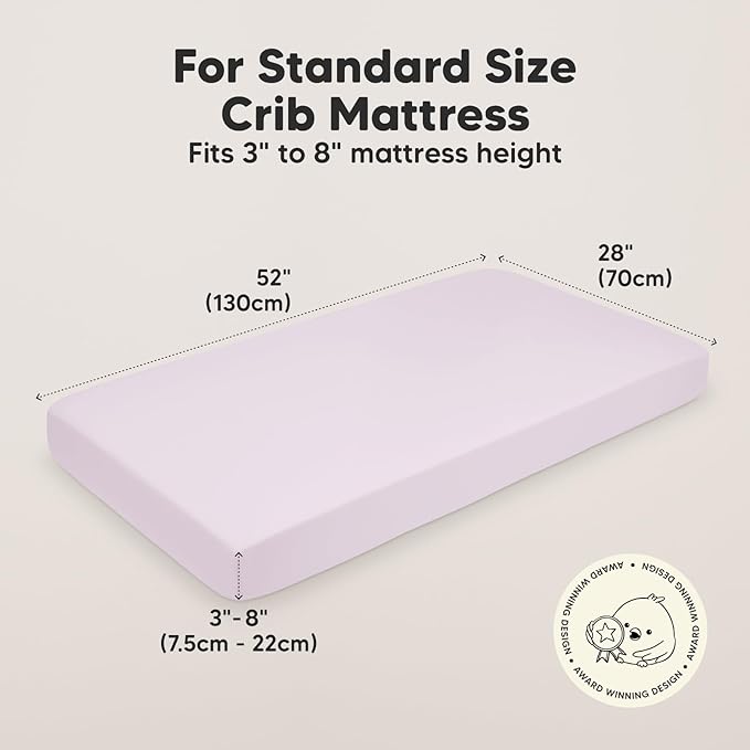 2-Pack Organic Crib Sheets for Boys, Girls - Jersey Fitted Crib Sheet, Baby Crib Sheets Neutral, Crib Mattress Sheet, Cotton Crib Sheets, Breathable Crib Sheet, Baby Mattress Sheets (Thistle)